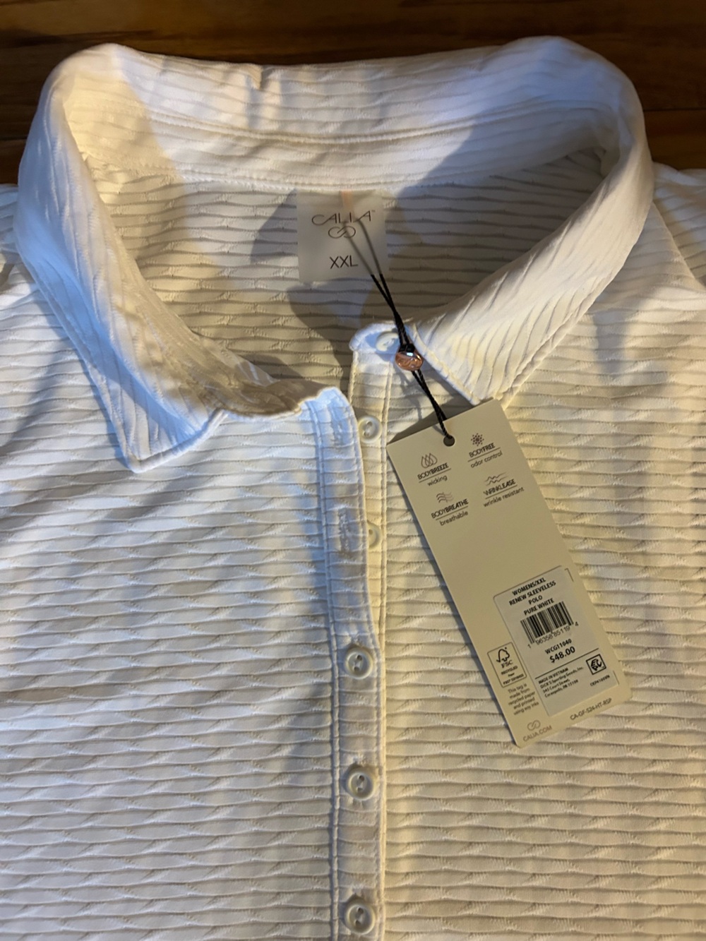 Calia golf white renew sleeveless Polo Top - Classic Collared Knit. XXL - Picture 11 of 16